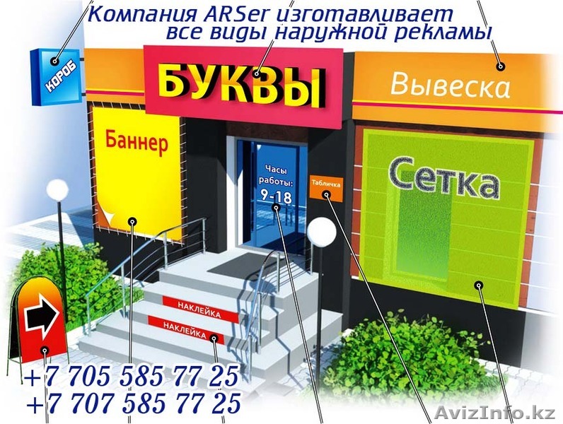 Вывески, лайтбоксы, объемные буквы в Алматы - Изображение #1, Объявление #1215173