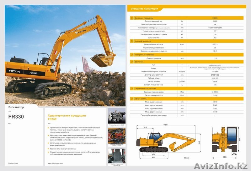 Гусеничный экскаватор FR330, Foton Lovol, пр-во Китай, новый, в наличии  - Изображение #1, Объявление #1300397
