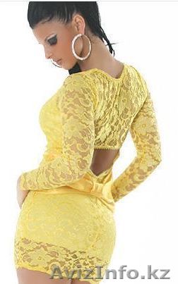 Акция Платье гипюровое мини, желтое-с бантиком на попе - Изображение #1, Объявление #1359620