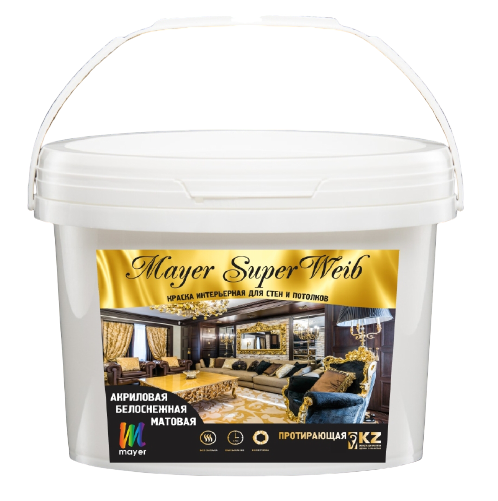 Водоэмульсионная краска акриловая Mayer SuperWeib Белоснежная - Изображение #1, Объявление #1701861