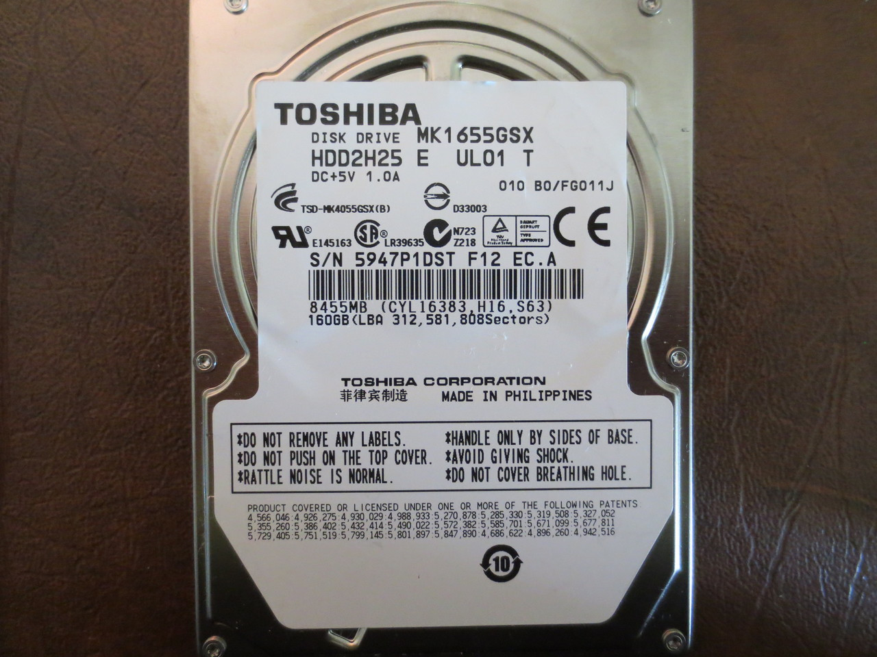 Жесткий диск 2.5" Toshiba MK1655GSX-160Gb. - Изображение #1, Объявление #1751982