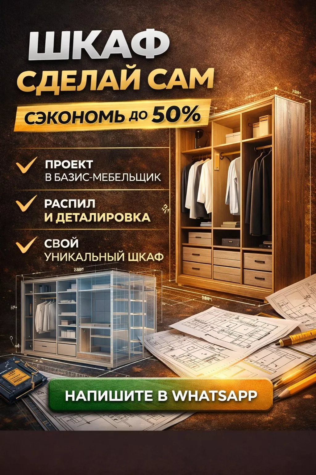 ШКАФЫ И ГАРДЕРОБНЫЕ «СДЕЛАЙ САМ» СЭКОНОМЬ НА МЕБЕЛИ ДО 50%. - Изображение #1, Объявление #1753288