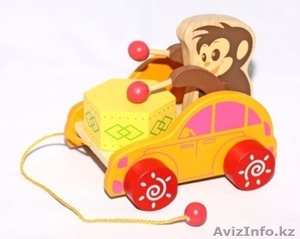 Каталка стучалка обезьянка деревянная код 46250 - Изображение #1, Объявление #1291429