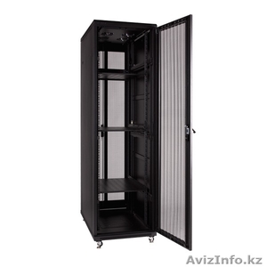 Шкаф напольный 22U, 600*800*1200, цвет чёрный, передняя дверь перфорированная - Изображение #1, Объявление #1294708