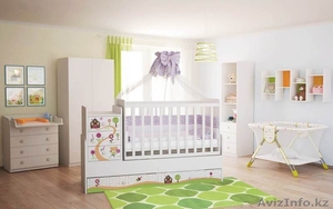 Кроватка детская - трансформер Фея 1100 Пряничный домик, белый с пеленальным ком - Изображение #1, Объявление #1585882