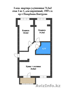 Проспект Назарбаева-Бектурова 3-х комнатная в кирпичном доме - Изображение #5, Объявление #1629833