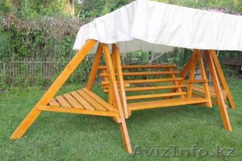 Садовые качели из дерева со столешницами и тентом - Изображение #5, Объявление #1052722
