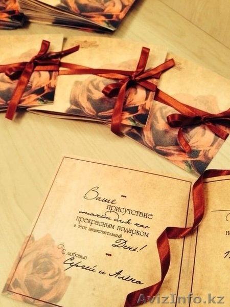 Пригласительные, открытки, схема рассадки, пресс-стены, Алматы - очень дешево - Изображение #4, Объявление #1106897