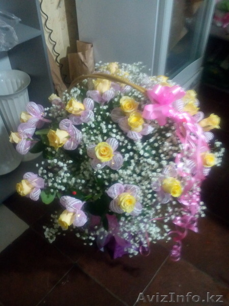 25 роз в высокой корзине заказы в алматы - Изображение #3, Объявление #1242435