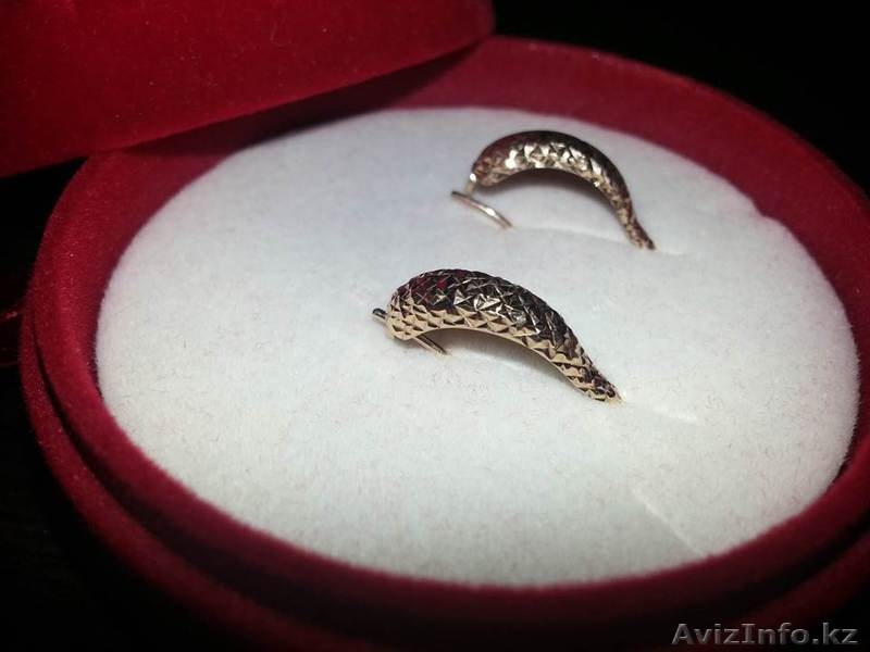 золотые серьги. 18 000 тнг. новые. Россия 585пр. - Изображение #3, Объявление #1240832