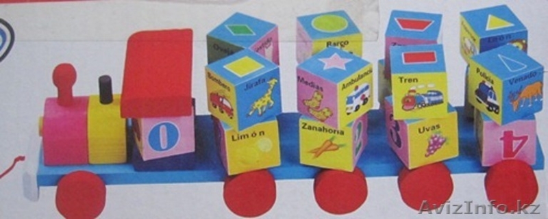Деревянный развивающий паровозик каталка 46162-1 - Изображение #1, Объявление #1290232