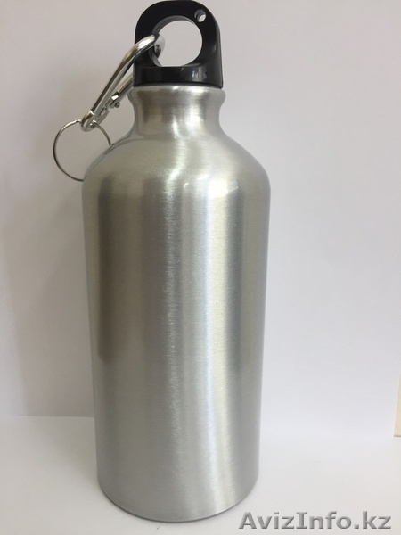 БУТЫЛКА ДЛЯ ВОДЫ, АЛЮМИНИЕВАЯ, С КАРАБИНОМ, 500 МЛ., СЕРЕБРО - Изображение #1, Объявление #1630480