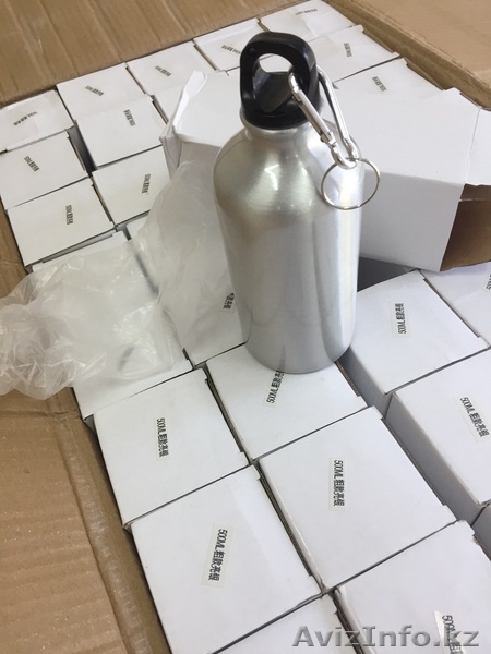 БУТЫЛКА ДЛЯ ВОДЫ, АЛЮМИНИЕВАЯ, С КАРАБИНОМ, 500 МЛ., СЕРЕБРО - Изображение #5, Объявление #1630480