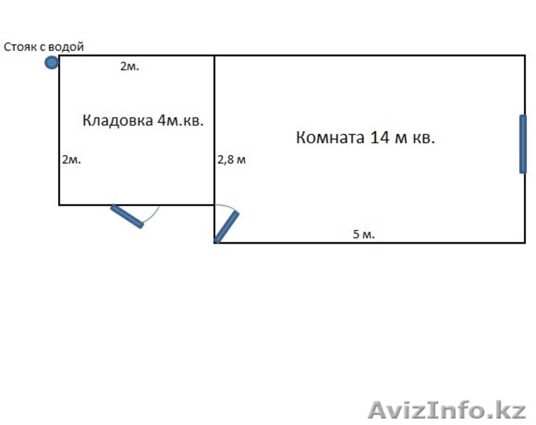 Комната 14кв.м. с кладовкой 4 кв.м на ул.Жумалиева - Изображение #1, Объявление #1637404
