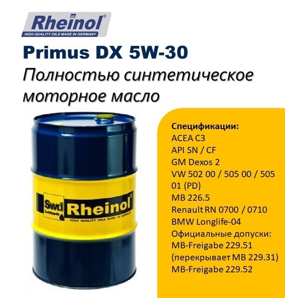 SwdRheinol Primus DX 5W-30  - Изображение #3, Объявление #1720054